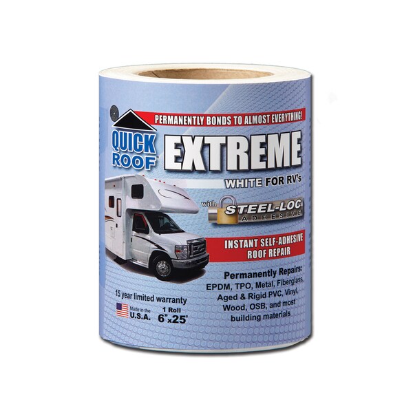 Cofair Products UBE625 Quick Roof Extreme With Steel-Loc Adhesive - 6" x 25', White UBE625 - main